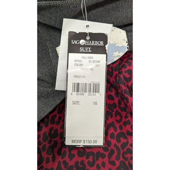 Sag Harbor Womens Size 16 Gray Long Sleeve Mid Length One Piece Suit Jacket - Picture 10 of 10